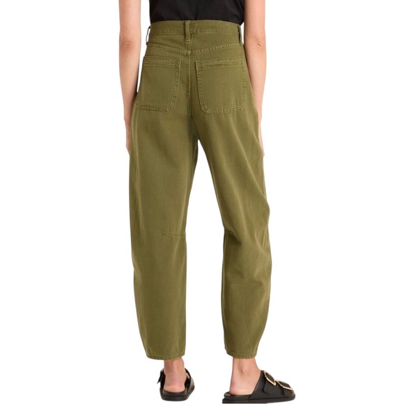 Women's High-Rise Barrel Jeans - Universal Thread™ Olive Green 10 Discontinued - Picture 3 of 5